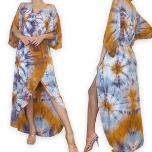 YOUNG FABULOUS & BROKE Luelle Midi Dress Tye Dye Size S Beach Resort‎ Vacation
